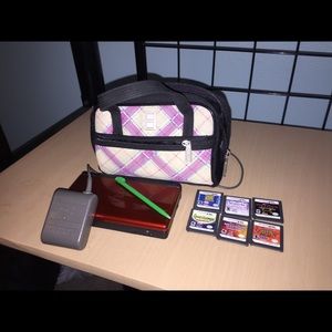 Nintendo DS, 6 DS games, Charger, Case